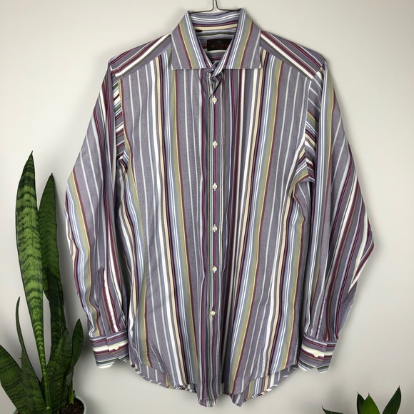 Etro Milano Multi-Color Strip Dress Shirt - Picture 3 of 16
